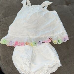 Janie and Jack White Top and Bloomers with Pastel Trim
